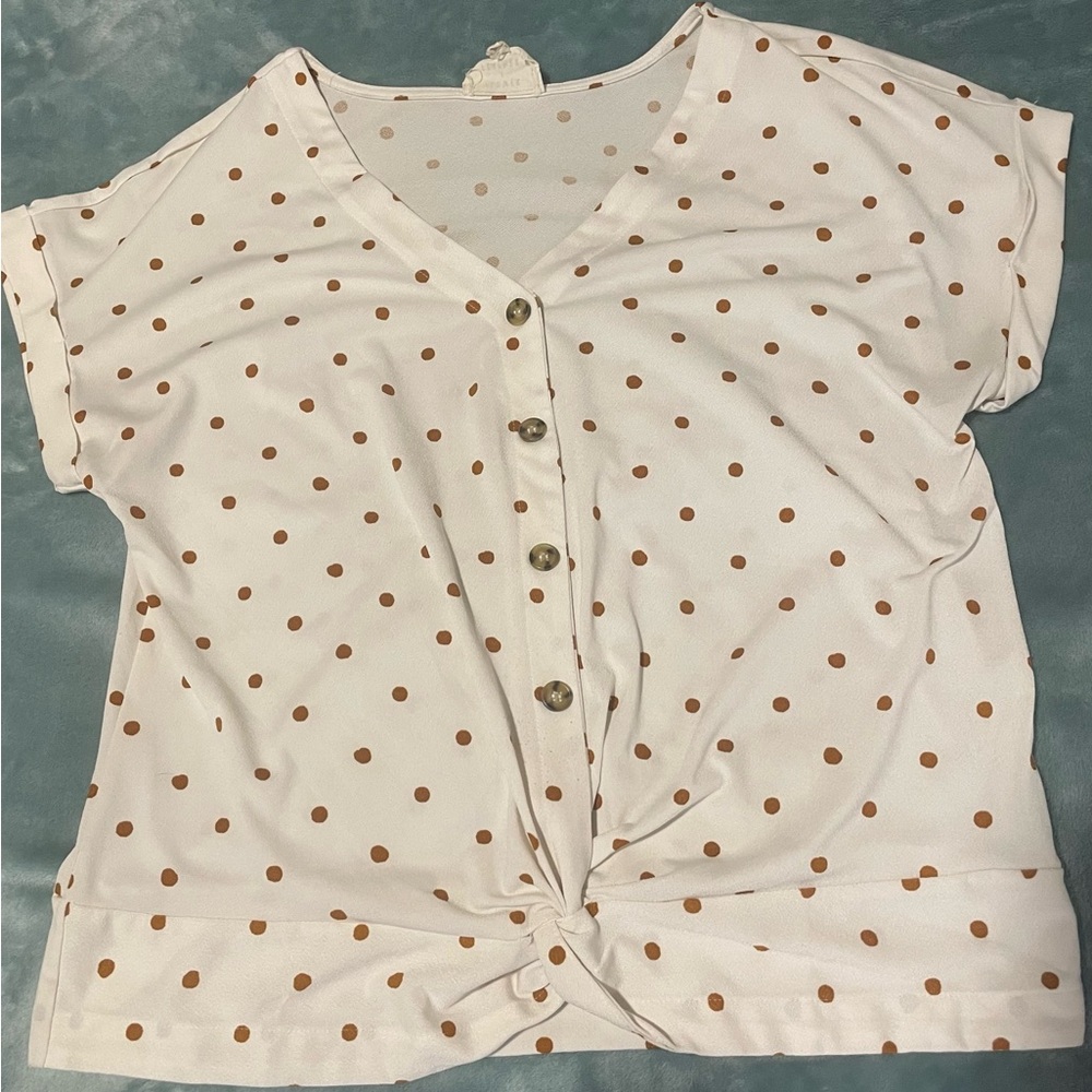 Polka Dot Button-Up Women's Top